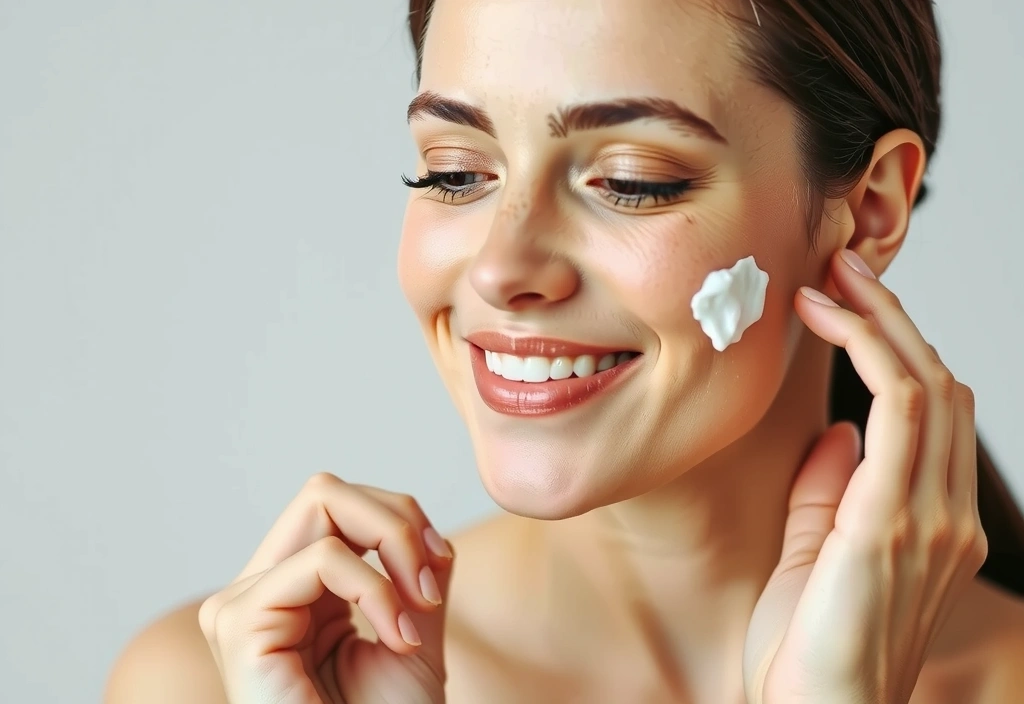A woman applying natural skincare cream, highlighting healthy skin